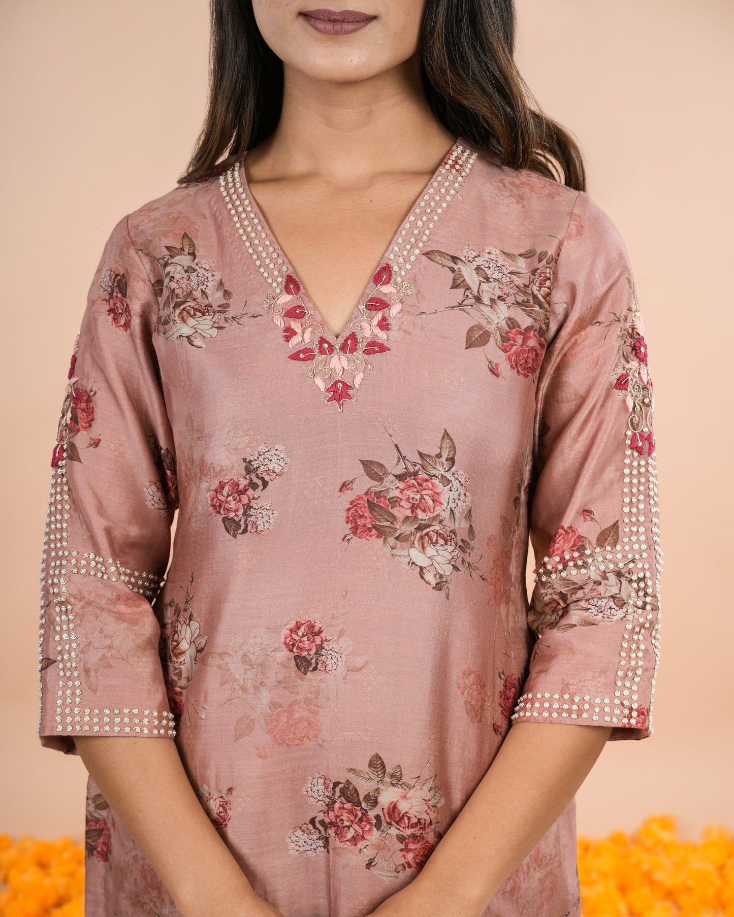 Brown Printed Suit Set