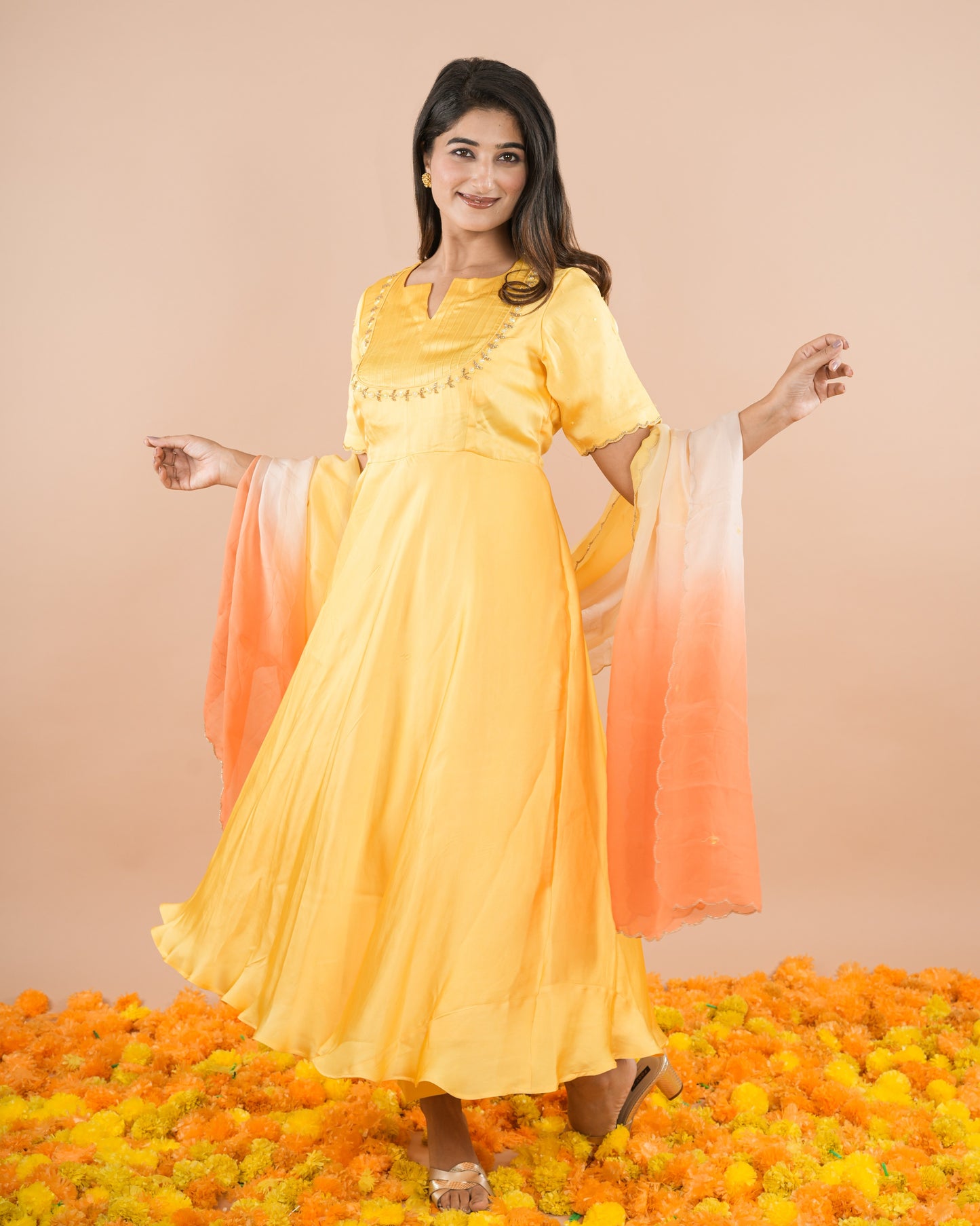 Yellow Pintucks Suit Set