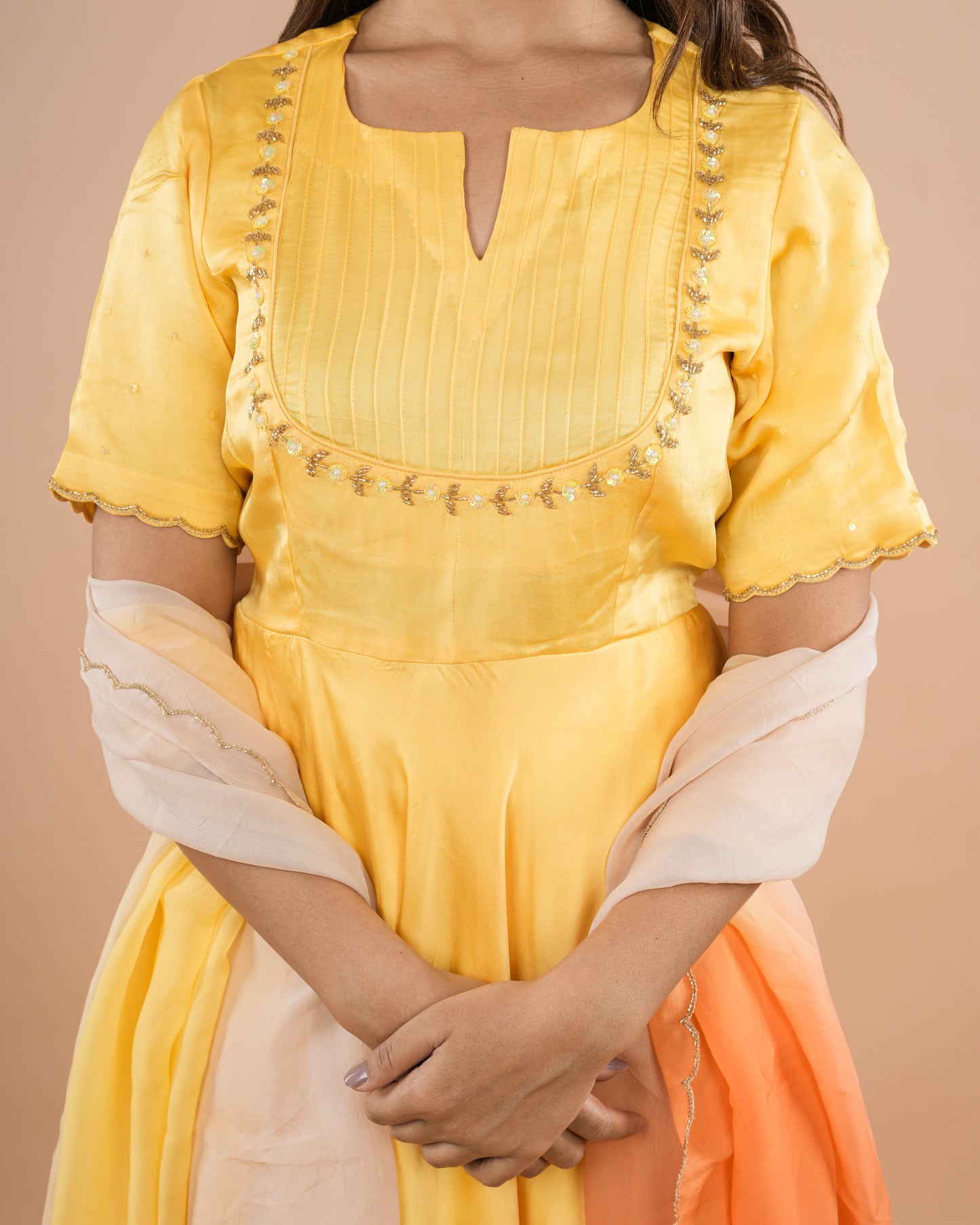 Yellow Pintucks Suit Set