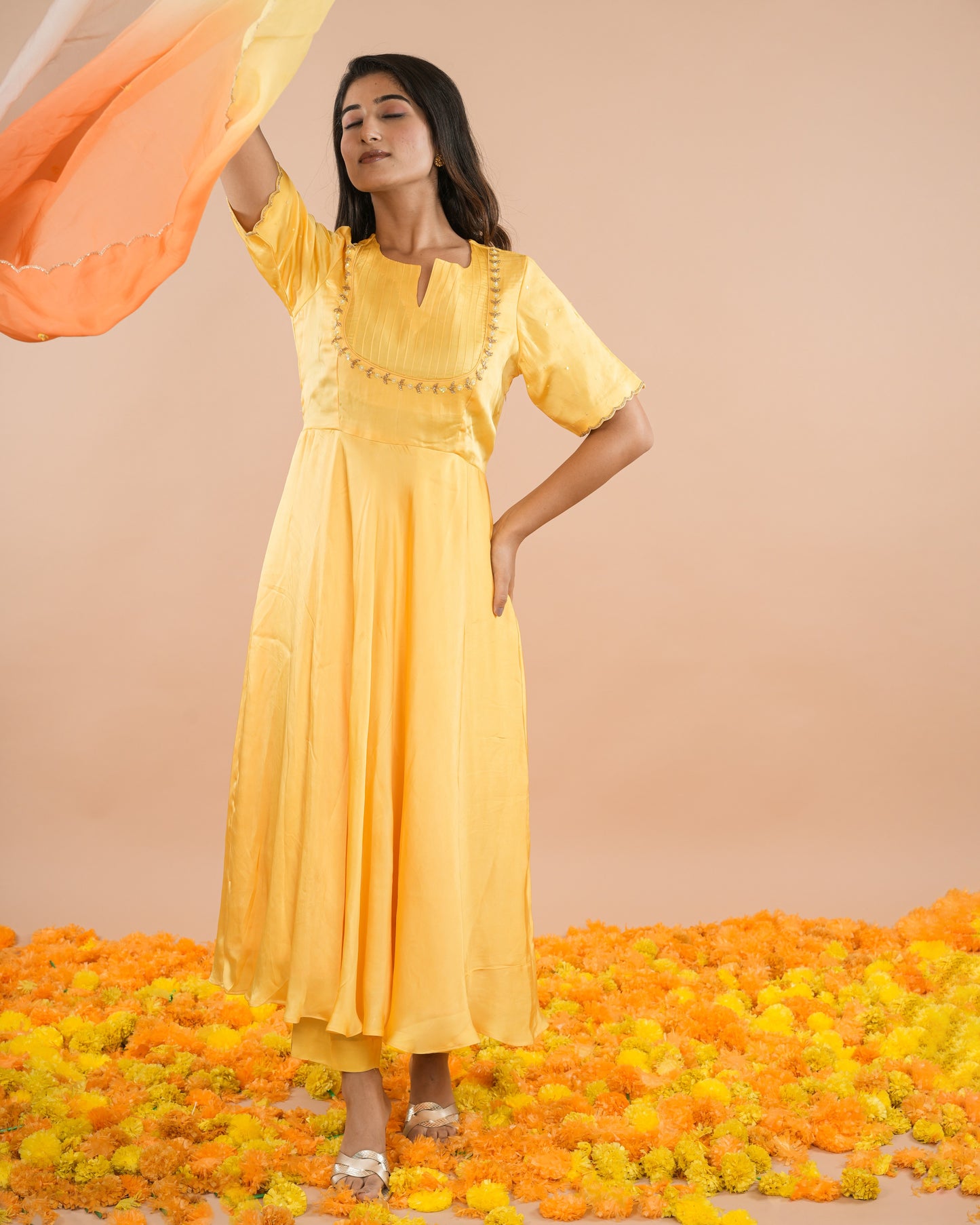 Yellow Pintucks Suit Set