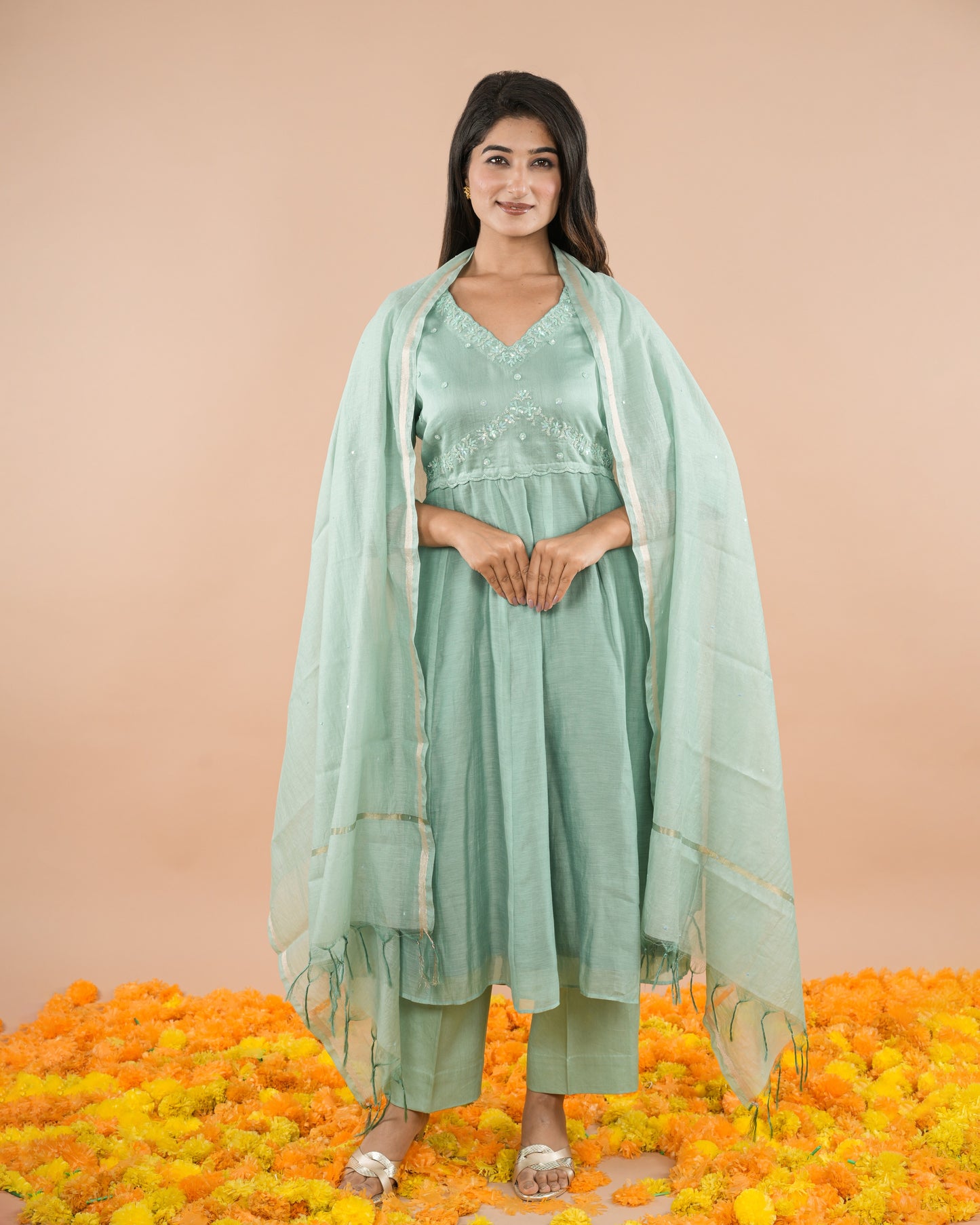 Green Anarkali Suit Set