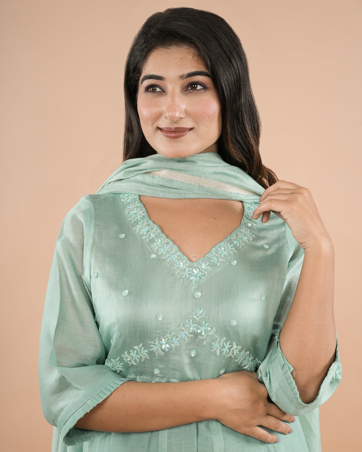 Green Anarkali Suit Set