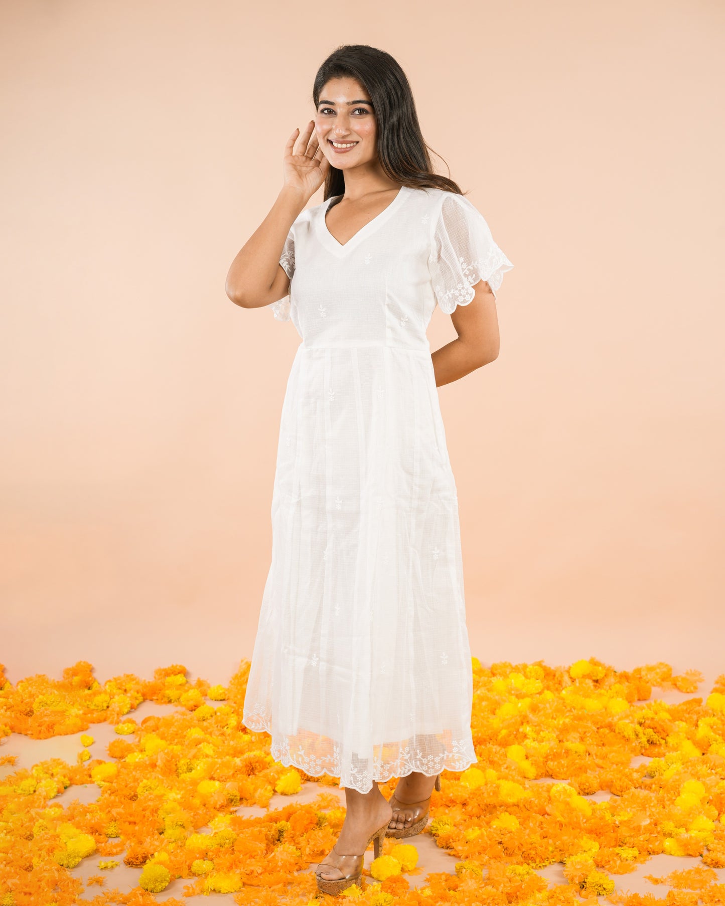 White Kota Doriya Dress