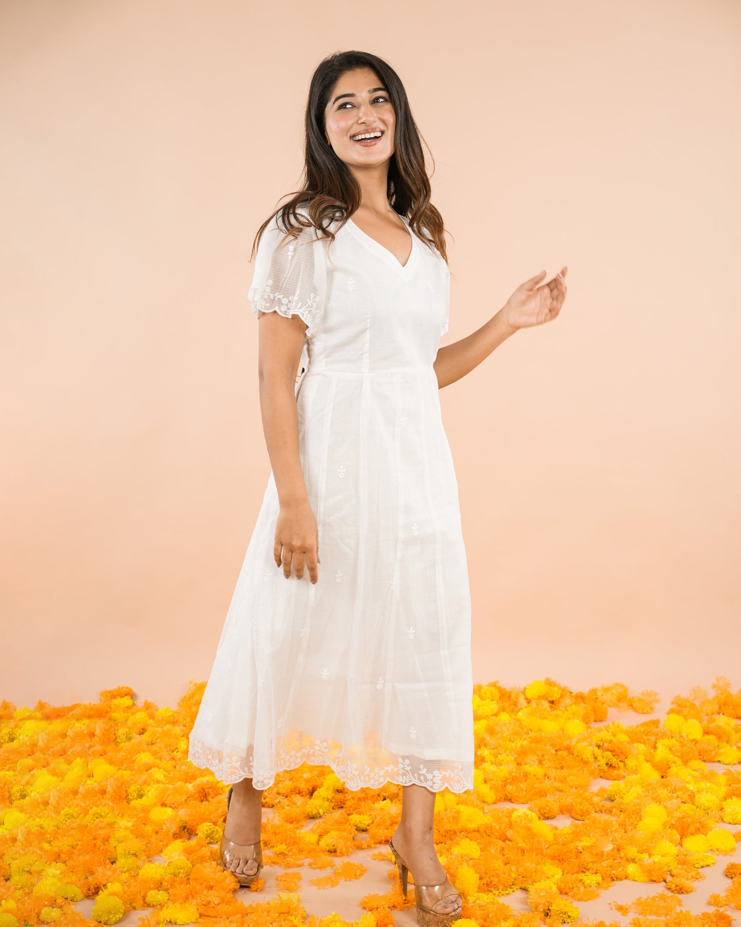 White Kota Doriya Dress