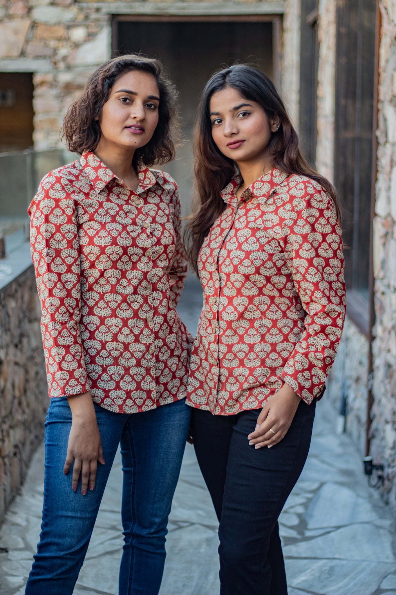 Red Block Print Shirt