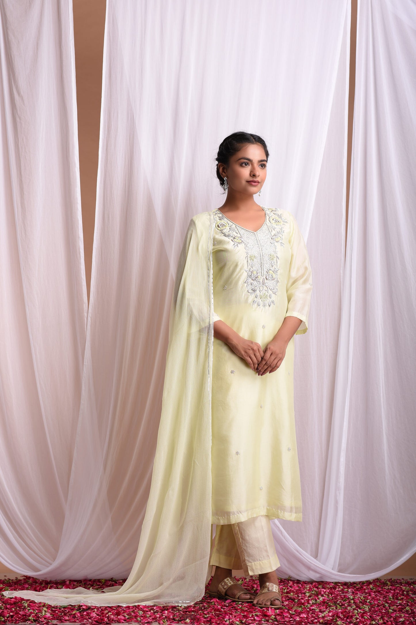 Bharya White Zardozi Suit Set