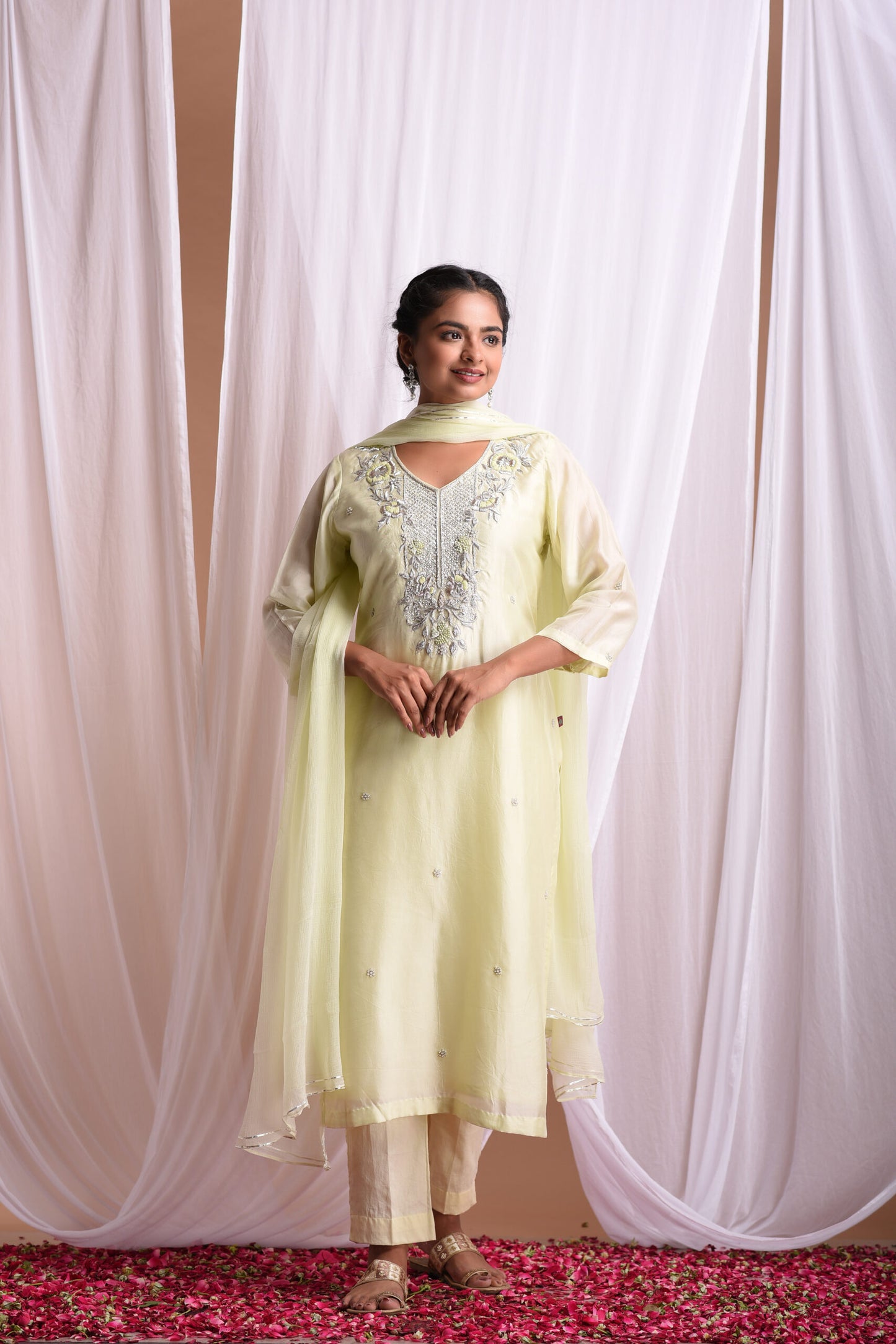 Bharya White Zardozi Suit Set