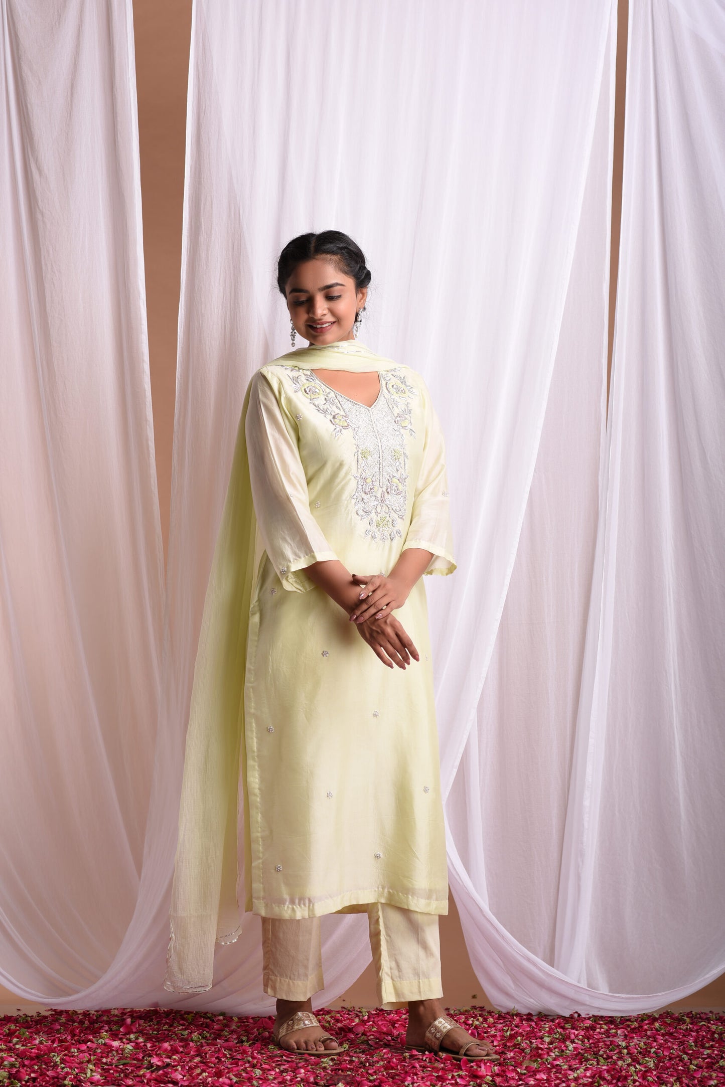 Bharya White Zardozi Suit Set