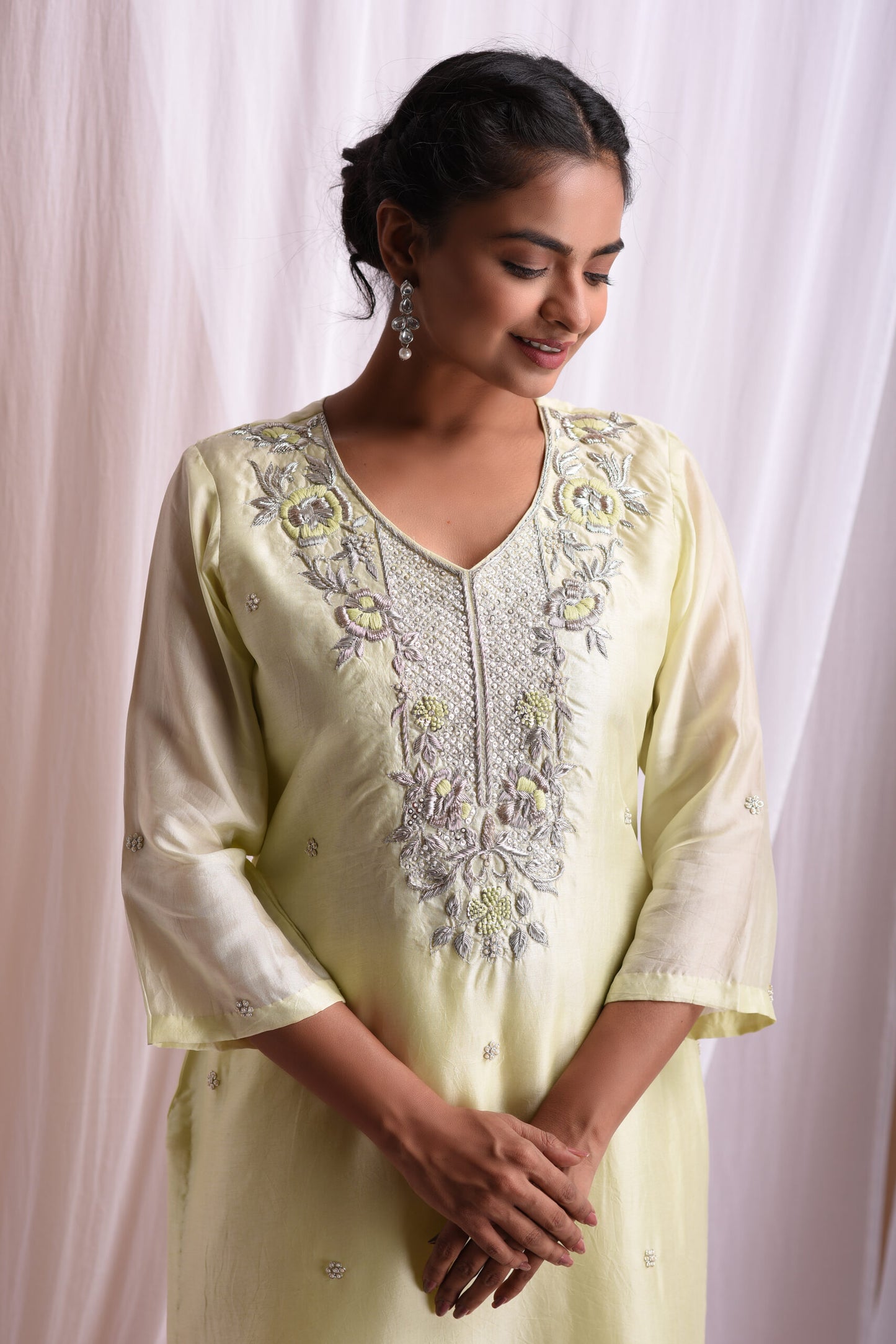 Bharya White Zardozi Suit Set