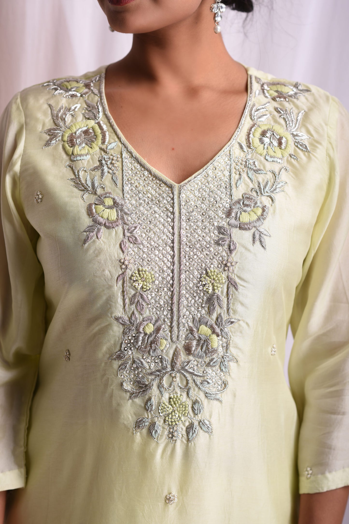 Bharya White Zardozi Suit Set