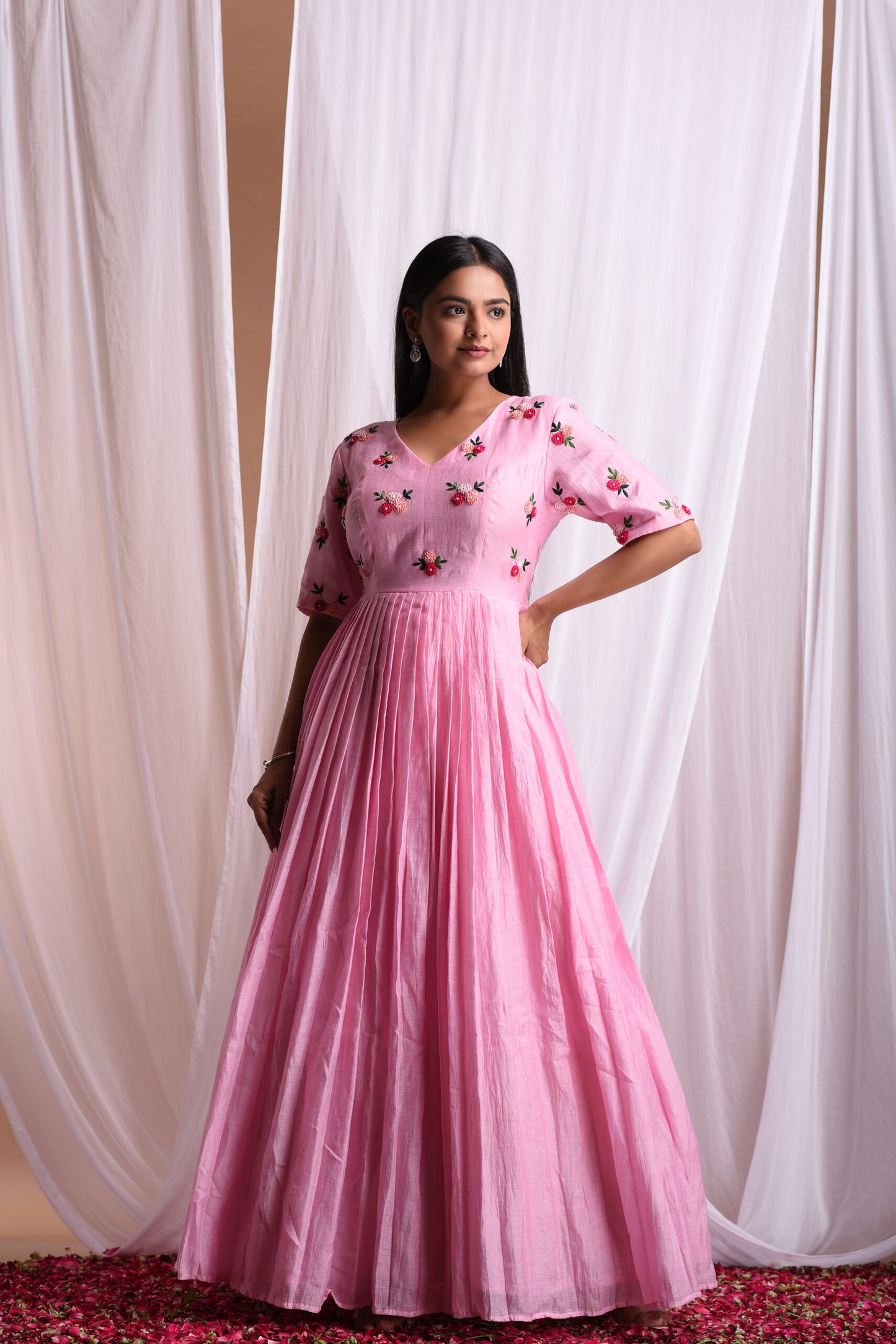Gulbaagh Chanderi Pleated Gown