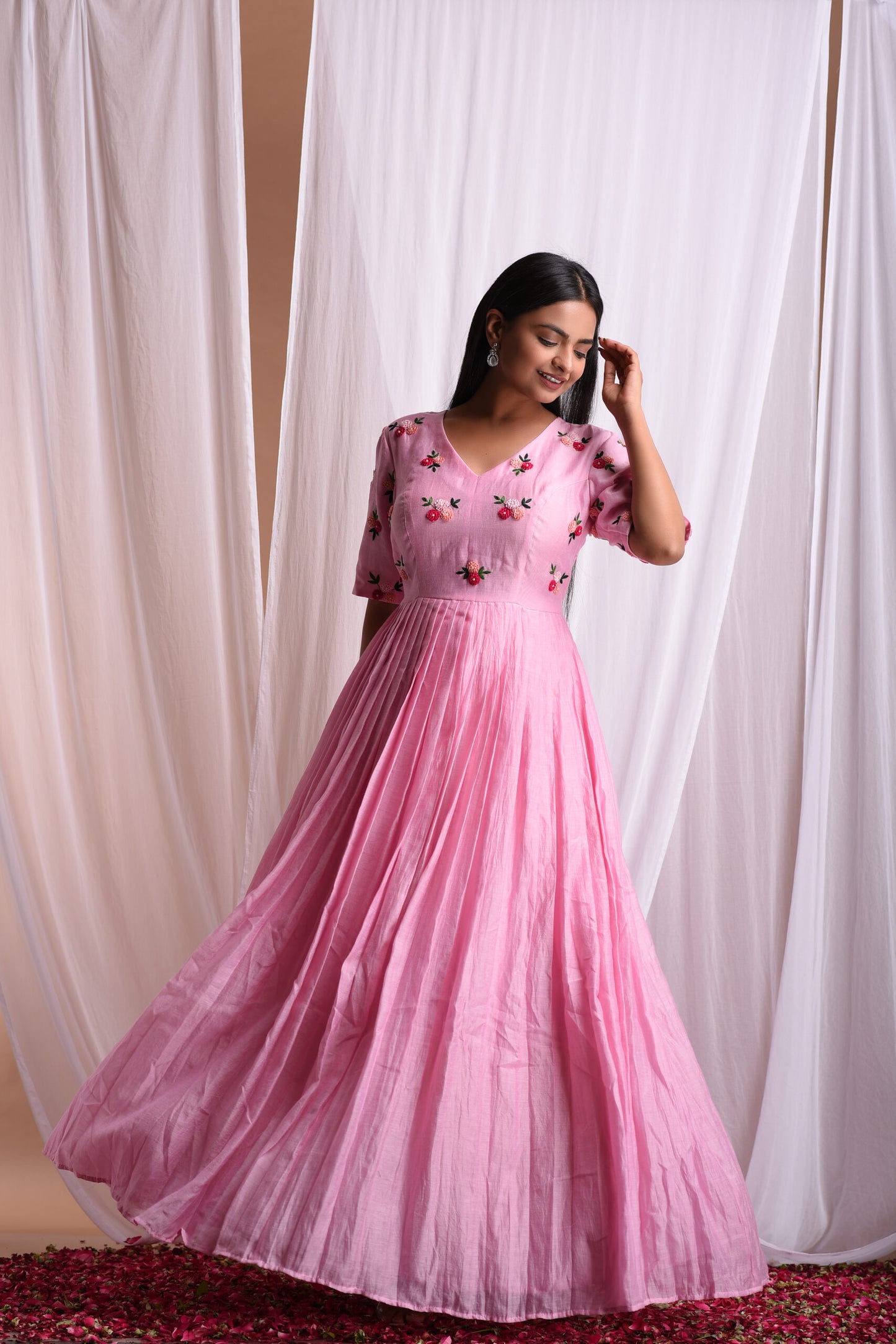 Gulbaagh Chanderi Pleated Gown