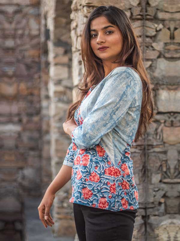 Blue Half-Half Top