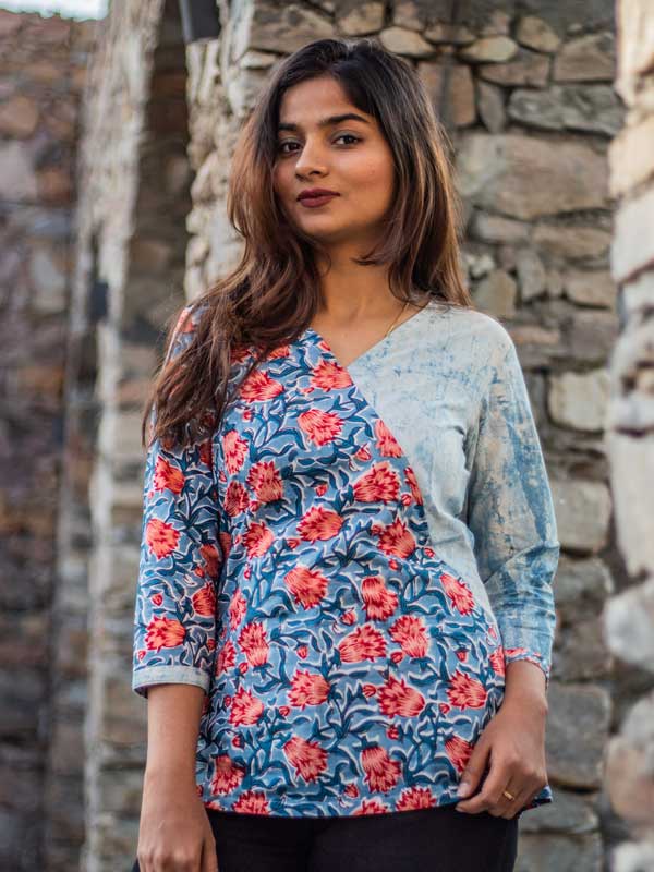 Blue Half-Half Top