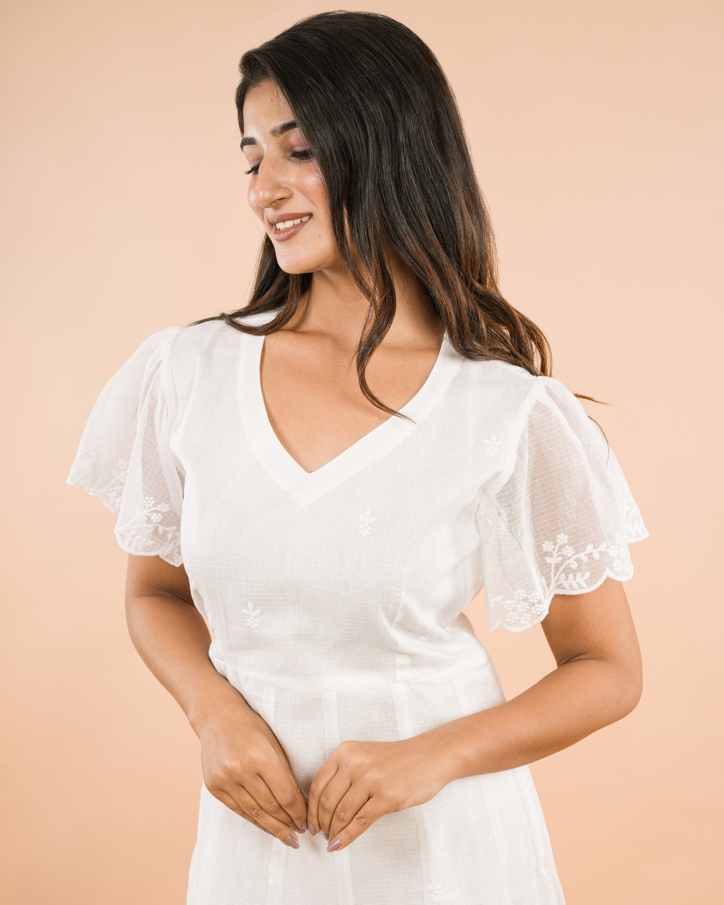 White Kota Doriya Dress