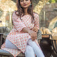 Orange White Pintucks Kurti