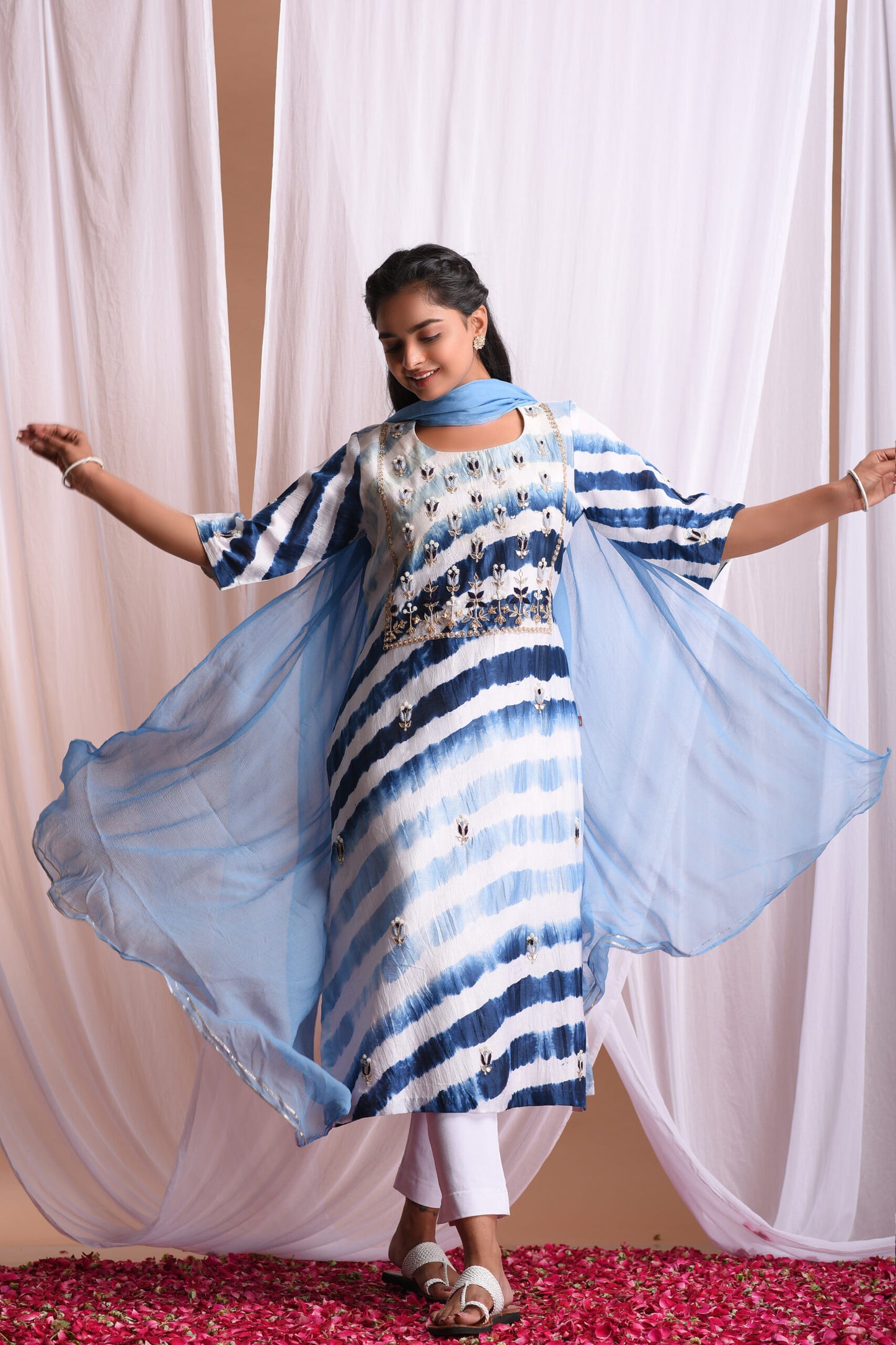 Blue Leheriya Suit Set