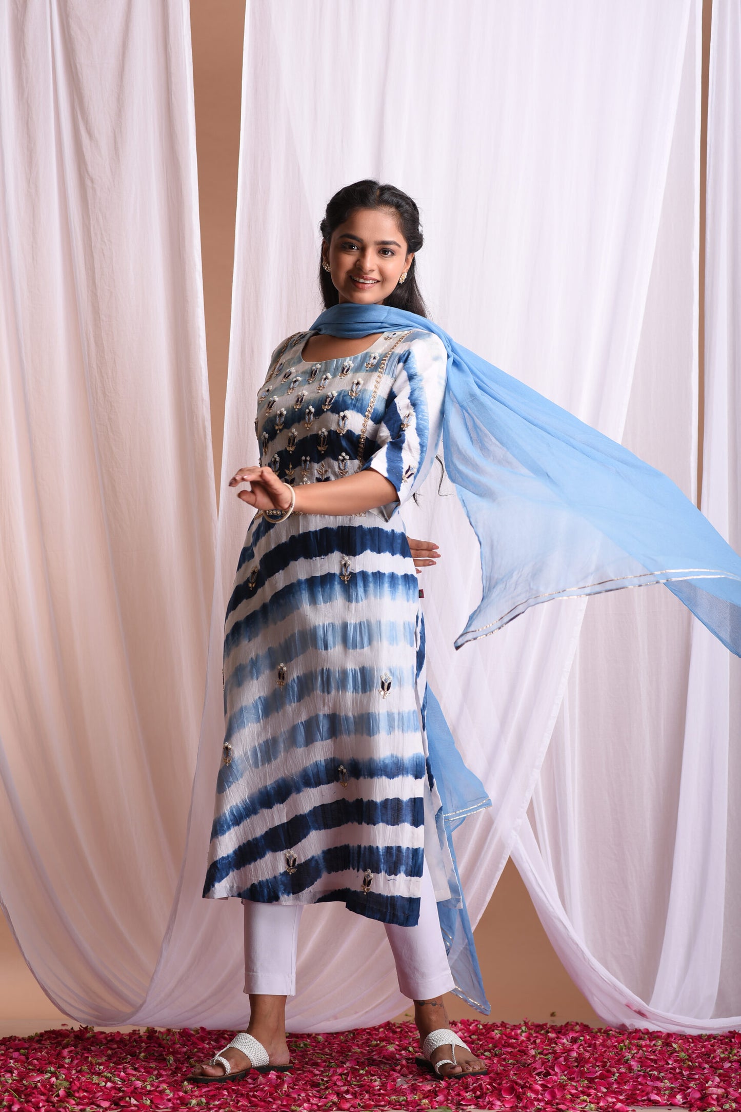 Blue Leheriya Suit Set