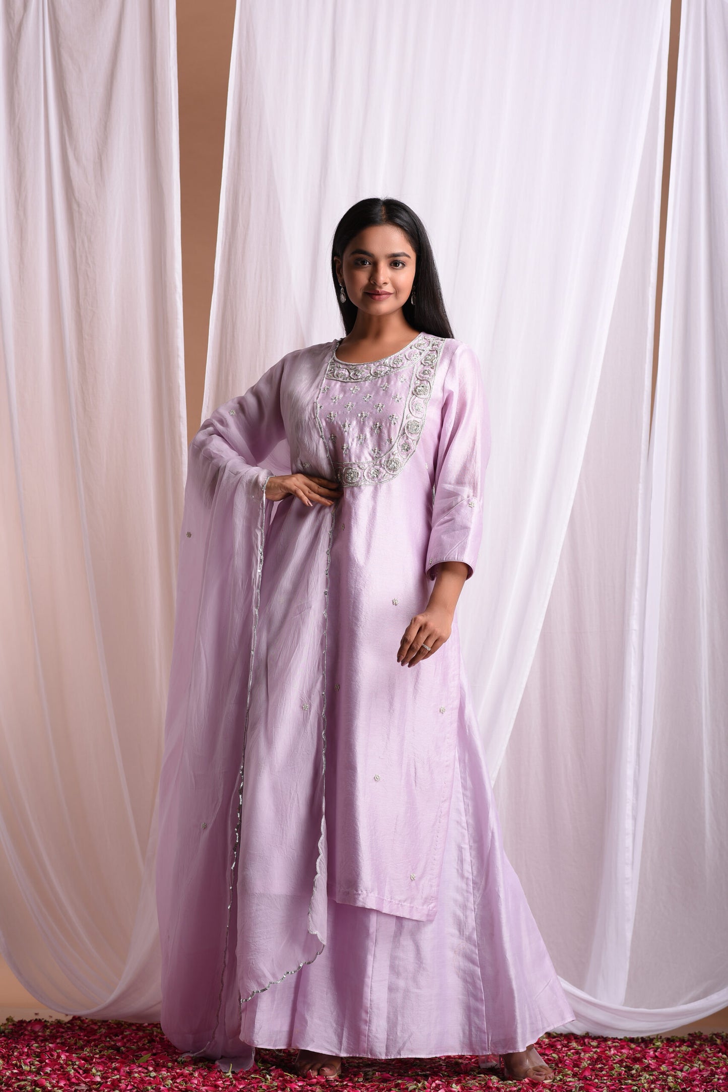 Lilac Sharara Kurti Set