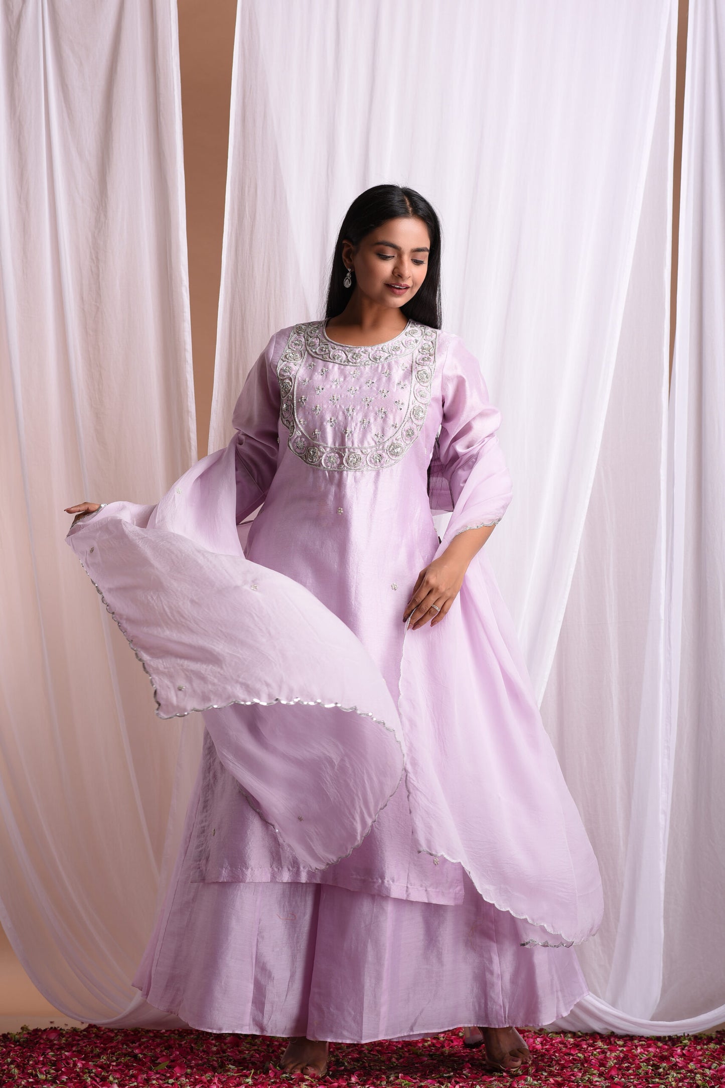 Lilac Sharara Kurti Set