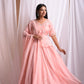 Asmi Peach Peplum Skirt Set