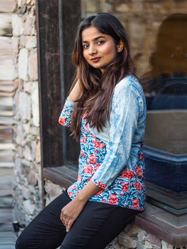 Blue Half-Half Top