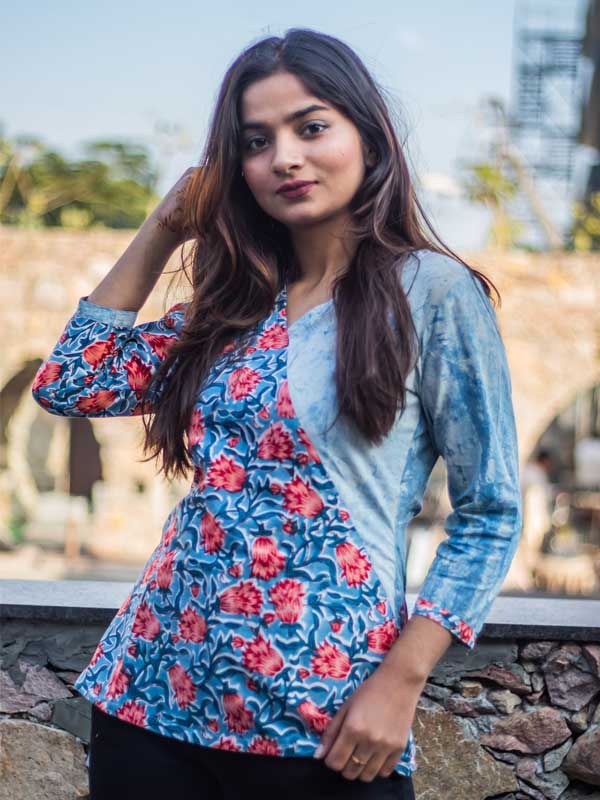 Blue Half-Half Top