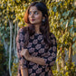 Black block printed dress
