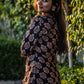 Black block printed dress